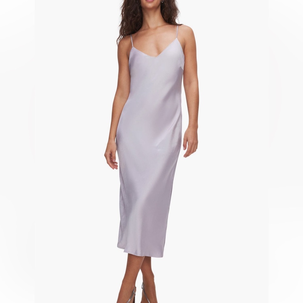 Good American Lilac Satin Slip Dress